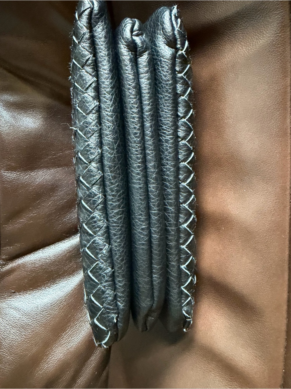 Double Wristlet Clutch Woven Vegan Leather NWOT - Picture 7 of 9